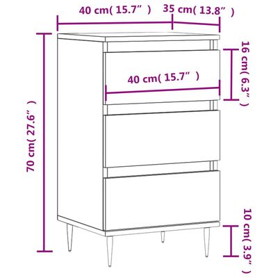 vidaXL Sideboard High Gloss White 40x35x70 cm Engineered Wood