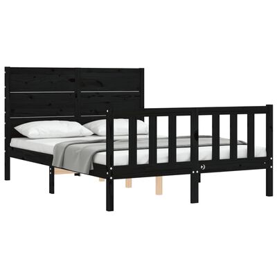 vidaXL Bed Frame without Mattress Black Small Double Solid Wood Pine