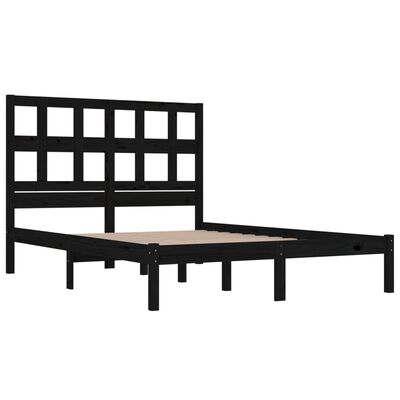 vidaXL Bed Frame without Mattress Black 120x190 cm Small Double Solid Wood Pine