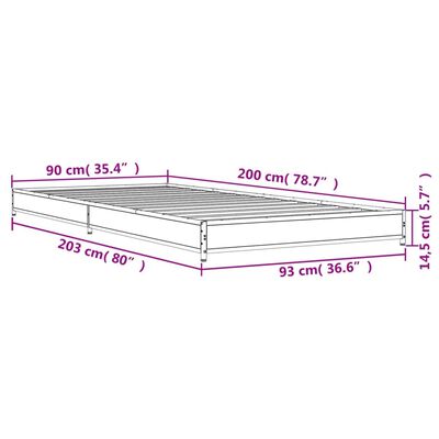 vidaXL Bed Frame without Mattress Sonoma Oak 90x200 cm