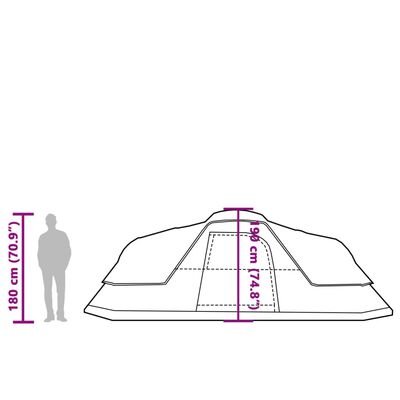 vidaXL Family Tent Dome 9-Person Orange Waterproof