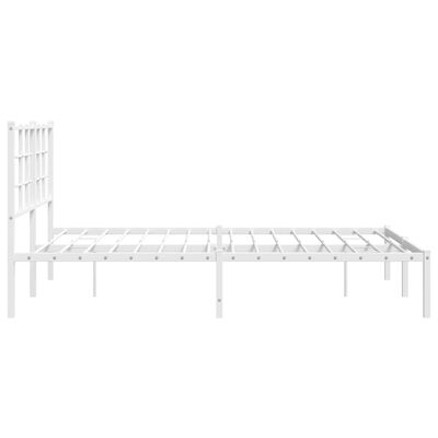 vidaXL Metal Bed Frame without Mattress with Headboard White 135x190 cm Double