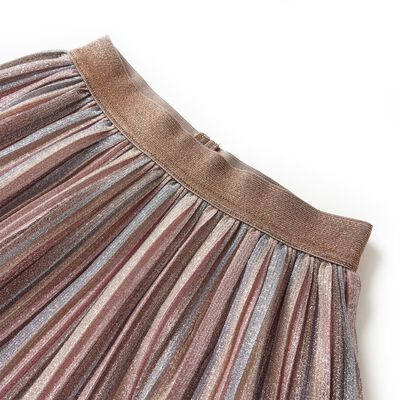 Kids' Pleated Skirt with Glitters Brown and Pink 116