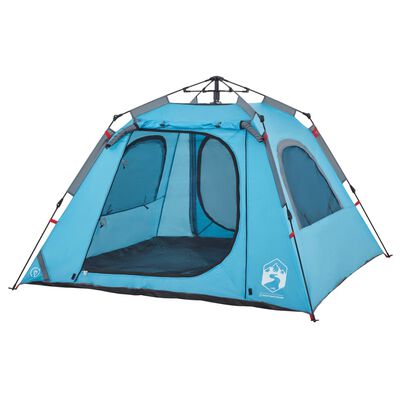 vidaXL Camping Tent Dome 4-Person Blue Quick Release