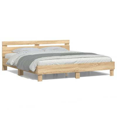 vidaXL Bed Frame with LED without Mattress Sonoma Oak 200x200 cm