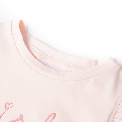 Kids' T-shirt with Ruffle Sleeves Soft Pink 128