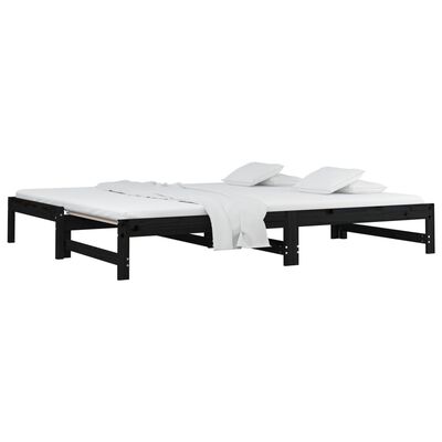 vidaXL Pull-out Day Bed without Mattress Black 2x(80x200) cm