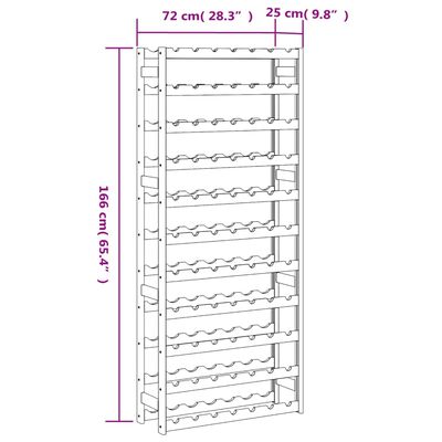 vidaXL Wine Rack for 77 Bottles Grey Solid Wood Pine