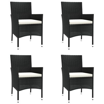 vidaXL 5 Piece Garden Dining Set with Cushions Black Poly Rattan