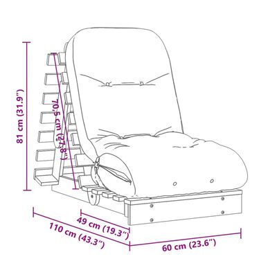 vidaXL Futon Sofa Bed with Mattress Wax Brown 60x206x11 cm Solid Wood Pine