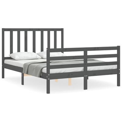 vidaXL Bed Frame without Mattress Grey 140x190 cm Solid Wood Pine