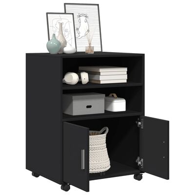 vidaXL Rolling Cabinet Black 60x48x81 cm Engineered Wood