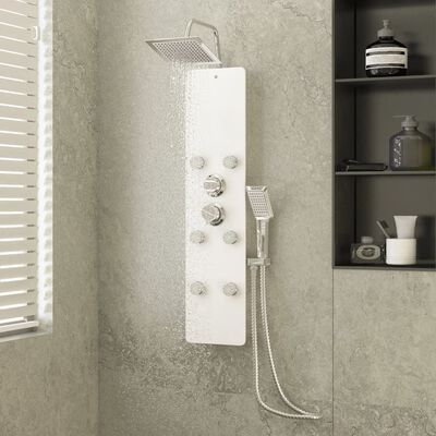 vidaXL Shower Panel Unit Glass 25x47.5x130 cm White