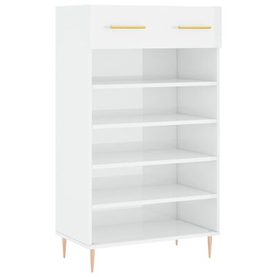 vidaXL Shoe Cabinet High Gloss White 60x35x105 cm Engineered Wood