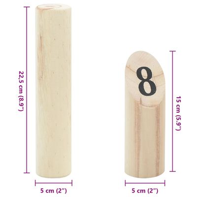 vidaXL 13 Piece Number Kubb Game Set with Carrying Bag Solid Pine Wood