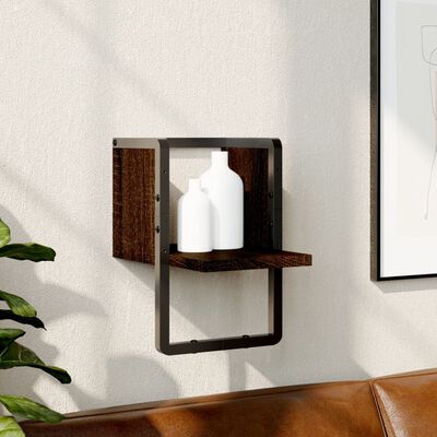 vidaXL Wall Shelf with Bar Brown Oak 20x25x30 cm