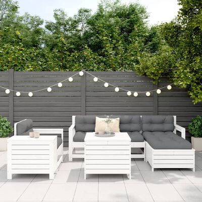 vidaXL 7 Piece Garden Sofa Set White Solid Wood Pine