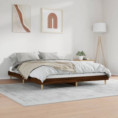 vidaXL Bed Frame without Mattress Brown Oak 140x200 cm Engineered Wood