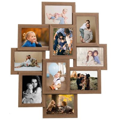 vidaXL Collage Photo Frame for 10x(13x18 cm) Picture Light Brown MDF