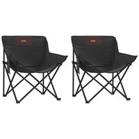 vidaXL Camping Chairs with Pocket Foldable 2 pcs Black