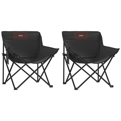 vidaXL Camping Chairs with Pocket Foldable 2 pcs Black