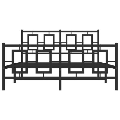 vidaXL Metal Bed Frame without Mattress with Footboard Black 135x190 cm Double