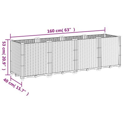 vidaXL Garden Planter White 160x40x53 cm PP