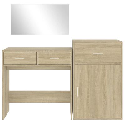 vidaXL 3 Piece Dressing Table Set Sonoma Oak Engineered Wood