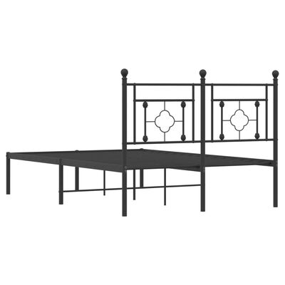 vidaXL Metal Bed Frame without Mattress with Headboard Black 120x190 cm Small Double