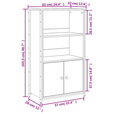 vidaXL Highboard Smoked Oak 62x32x103.5 cm Engineered Wood