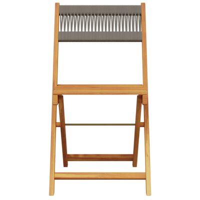 vidaXL Bistro Chairs 2 pcs Grey Solid Wood Acacia and Rope