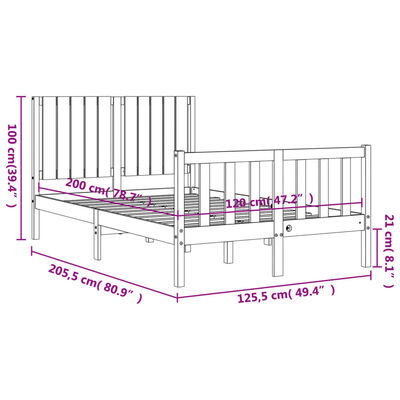 vidaXL Bed Frame without Mattress 120x200 cm Solid Wood Pine