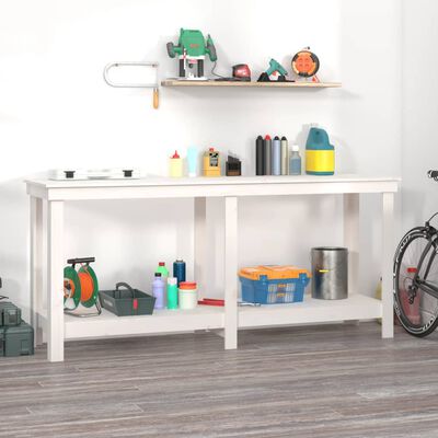 vidaXL Work Bench White 180x50x80 cm Solid Wood Pine