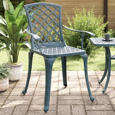 vidaXL Garden Chairs 2 pcs Green Cast Aluminium