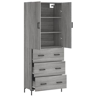 vidaXL Highboard Grey Sonoma 69.5x34x180 cm Engineered Wood