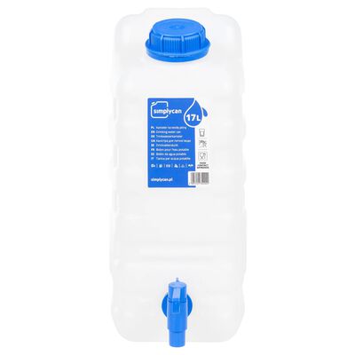 vidaXL Water Container with Tap Transparent 15 L Plastic