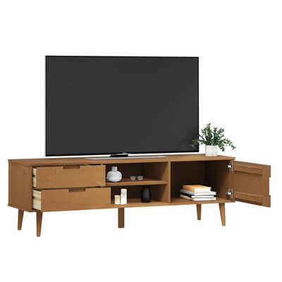 vidaXL TV Cabinet MOLDE Brown 158x40x49 cm Solid Wood Pine