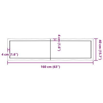 vidaXL Table Top Dark Brown 160x40x(2-6) cm Treated Solid Wood Live Edge