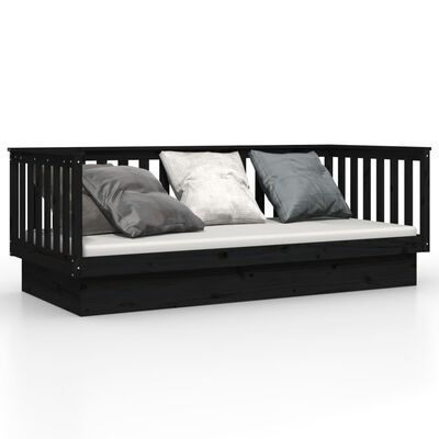 vidaXL Day Bed without Mattress Black 100x200 cm Solid Wood Pine