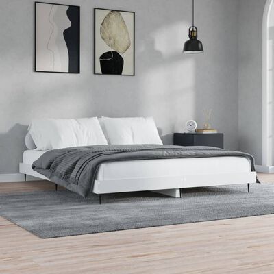 vidaXL Bed Frame without Mattress White 150x200 cm King Size Engineered Wood