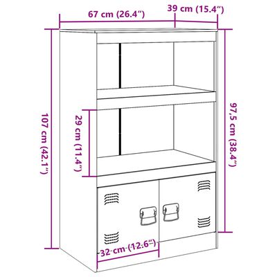 vidaXL Sideboard Pink 67x39x107 cm Steel