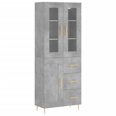 vidaXL Highboard Concrete Grey 69.5x34x180 cm Engineered Wood