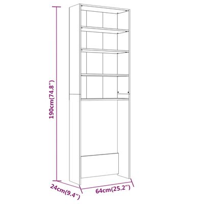 vidaXL Washing Machine Cabinet Smoked Oak 64x24x190 cm