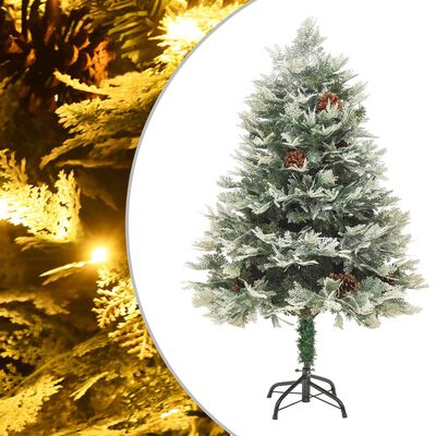 vidaXL Pre-lit Christmas Tree with Pine Cones Green 120 cm PVC&PE