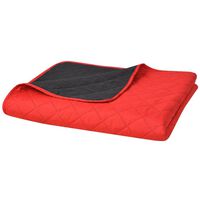 vidaXL Double-sided Quilted Bedspread Red and Black 170x210 cm