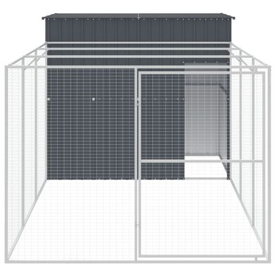 vidaXL Dog House with Run Anthracite 214x457x181 cm Galvanised Steel