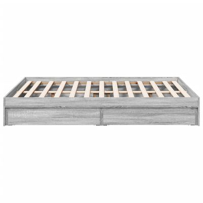 vidaXL Bed Frame with Drawers Grey Sonoma 135x190 cm Double Engineered Wood