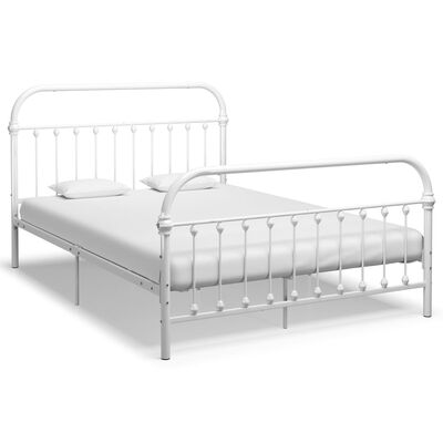 vidaXL Bed Frame without Mattress with Headboard White 160x200 cm Metal