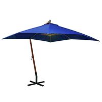 vidaXL Hanging Garden Parasol with Pole Azure Blue 3x3 m Solid Fir Wood