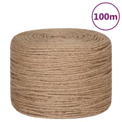 vidaXL Jute Rope 100 m Long 4 mm Thick